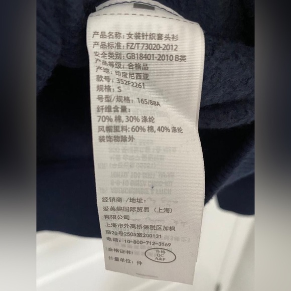 HOLLISTER Embroidered Logo Graphic Navy Blue Long Sleeves Hoodie in Small - Picture 5 of 7